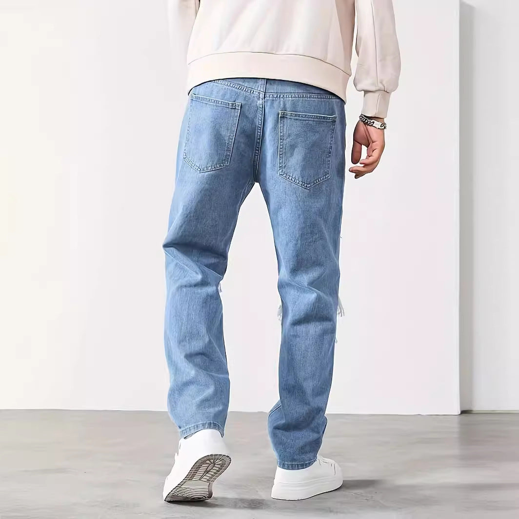 Ripped Men Fashion Brands Scrape Cropped Pants