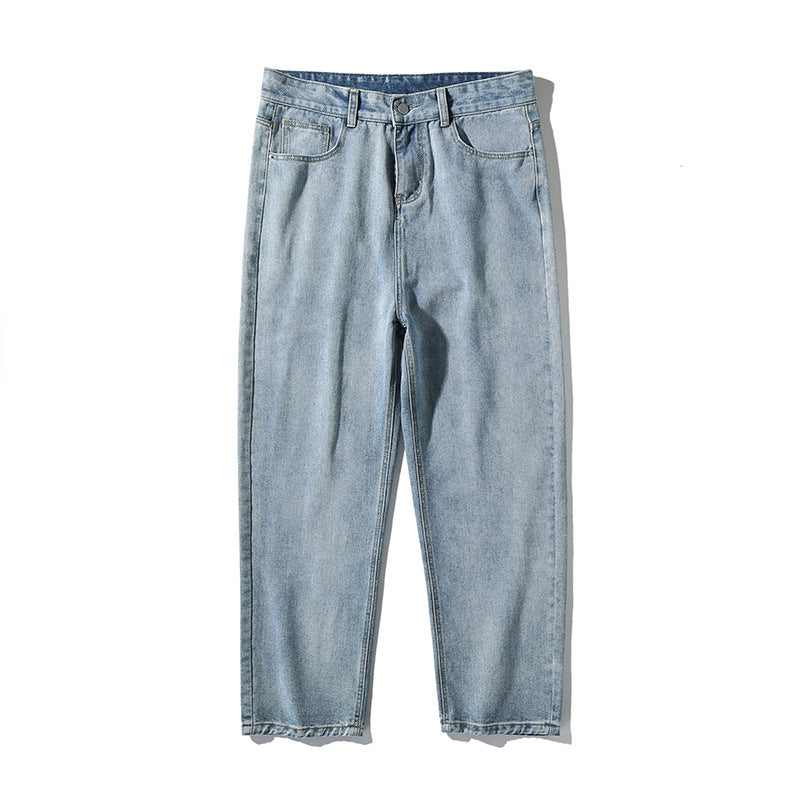 Simple Pure Color Jeans Men's Washed