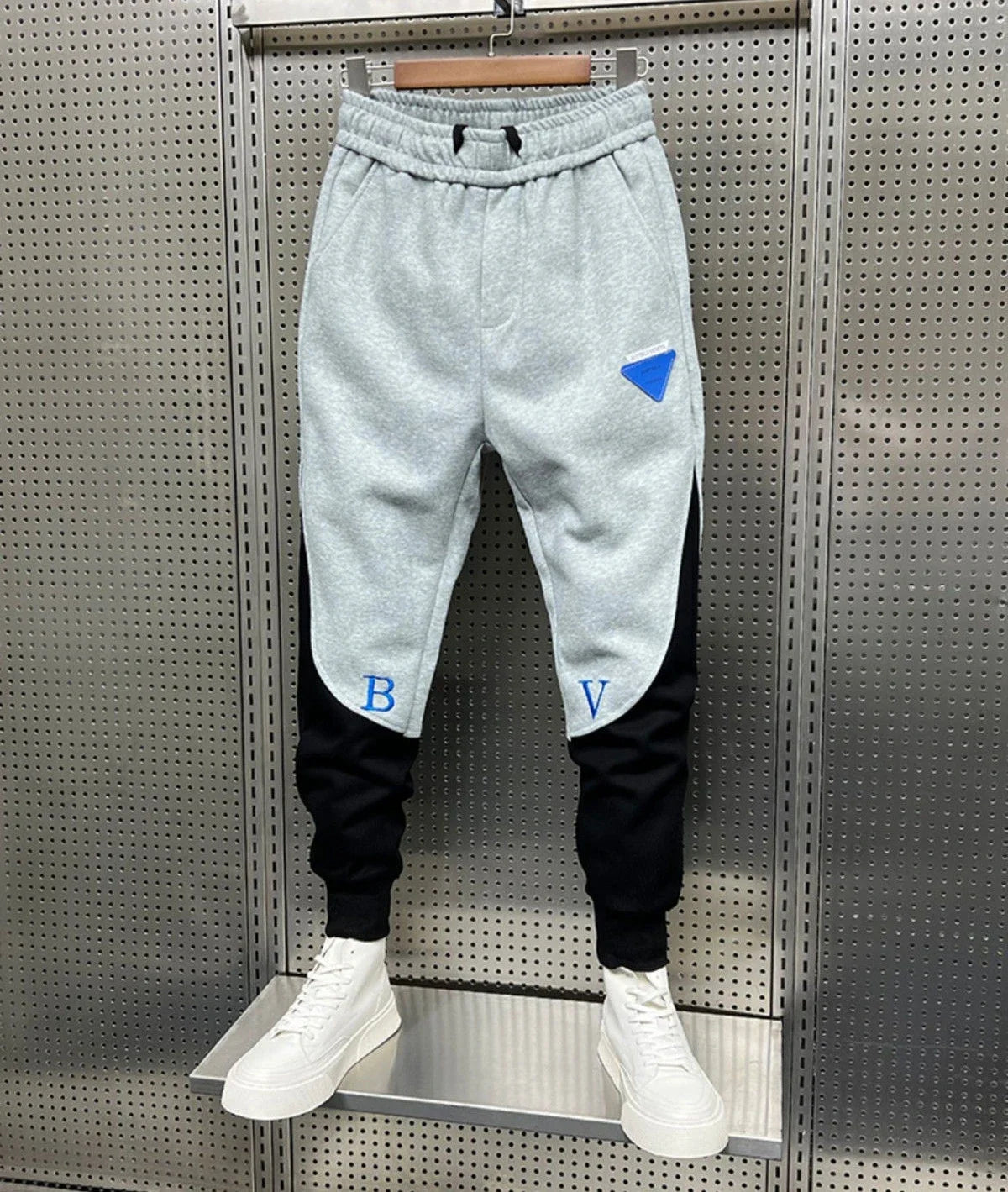 Men's skinny sweatpants: cropped, elastic, autumn/winter, goth, slim, casual sports pants.