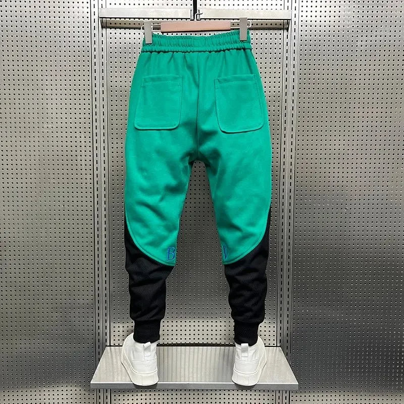 Men's skinny sweatpants: cropped, elastic, autumn/winter, goth, slim, casual sports pants.