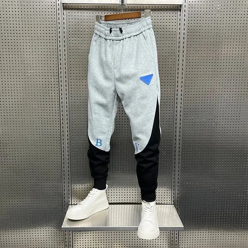 Men's skinny sweatpants: cropped, elastic, autumn/winter, goth, slim, casual sports pants.