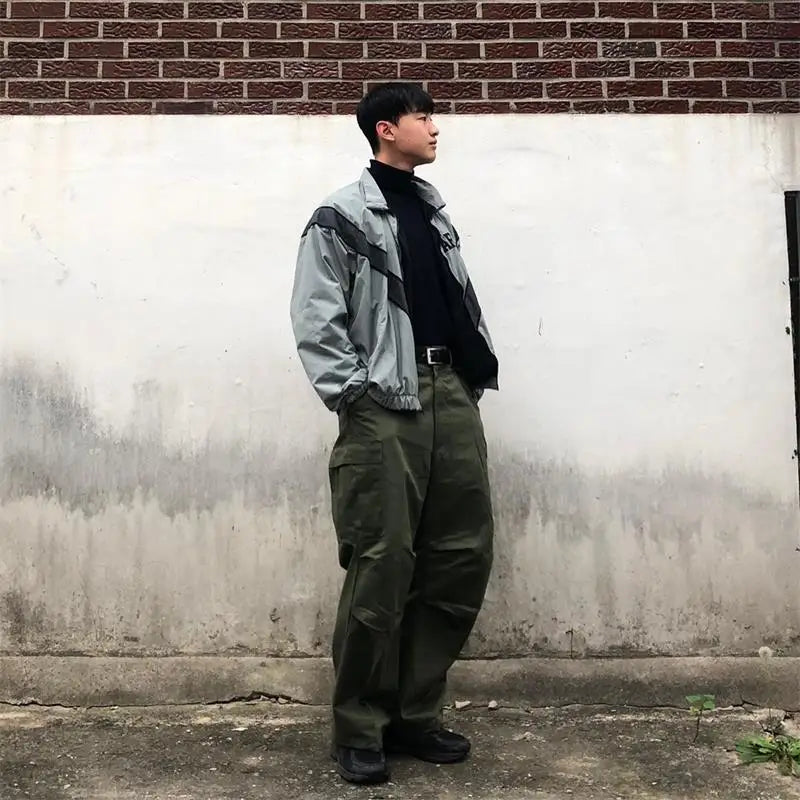 Oversized US Army PT jacket: reflective, windproof, rainproof, gym, sportswear.