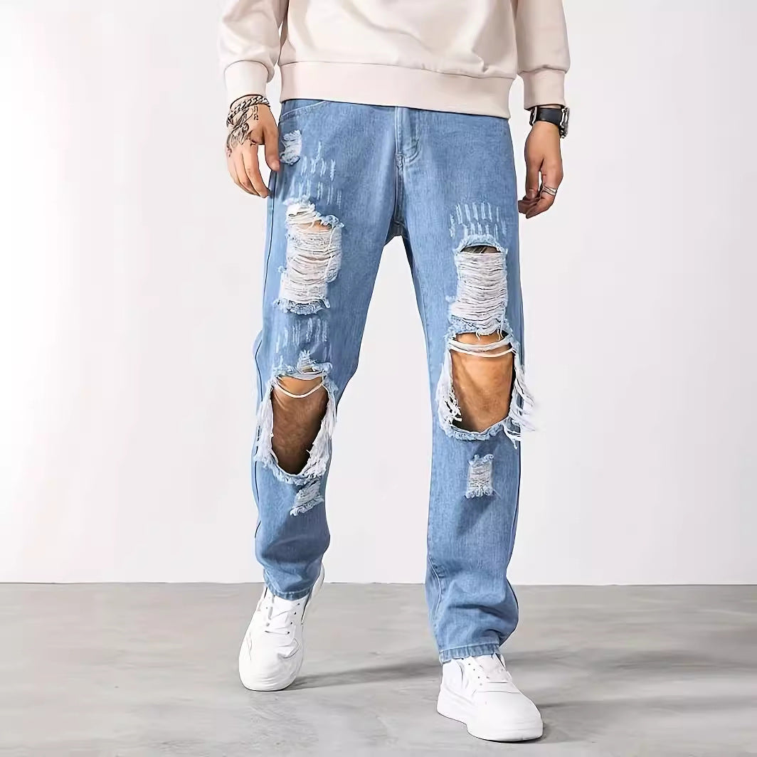 Ripped Men Fashion Brands Scrape Cropped Pants