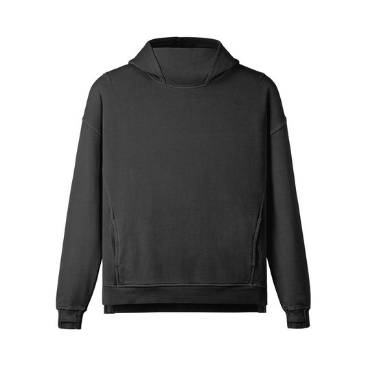 washed slit hem turtleneck hoodie